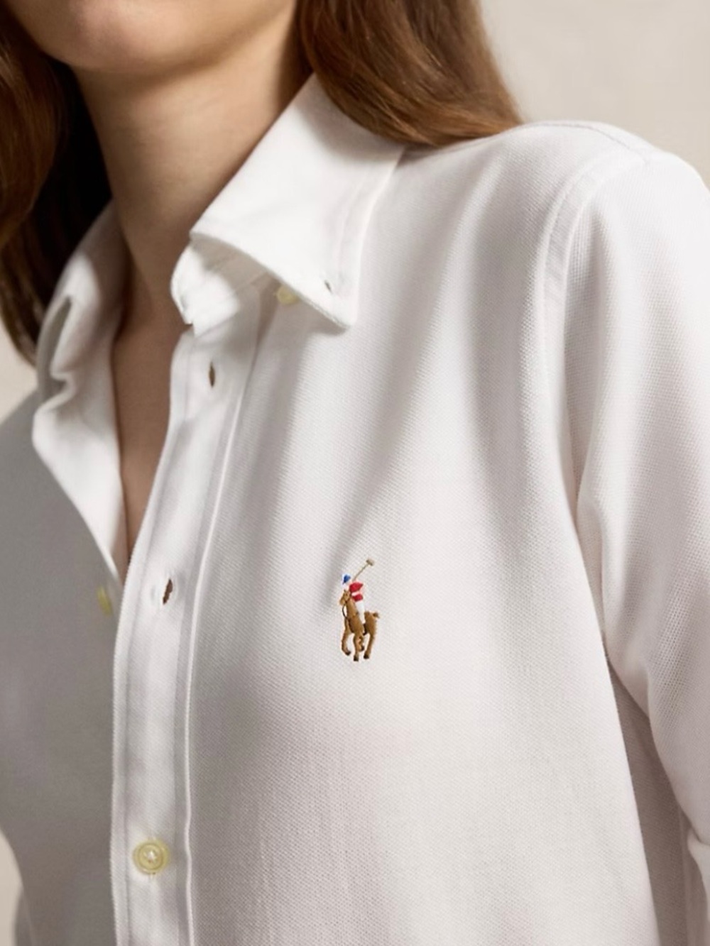 RALPH LAUREN KNIT OXFORD WHITE BLOUSE TOP SHIRT SIZE MEDIUM - Picture 2 of 7